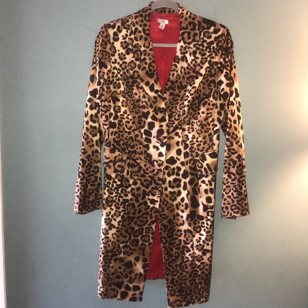 Cache leopard long trench coat size medium